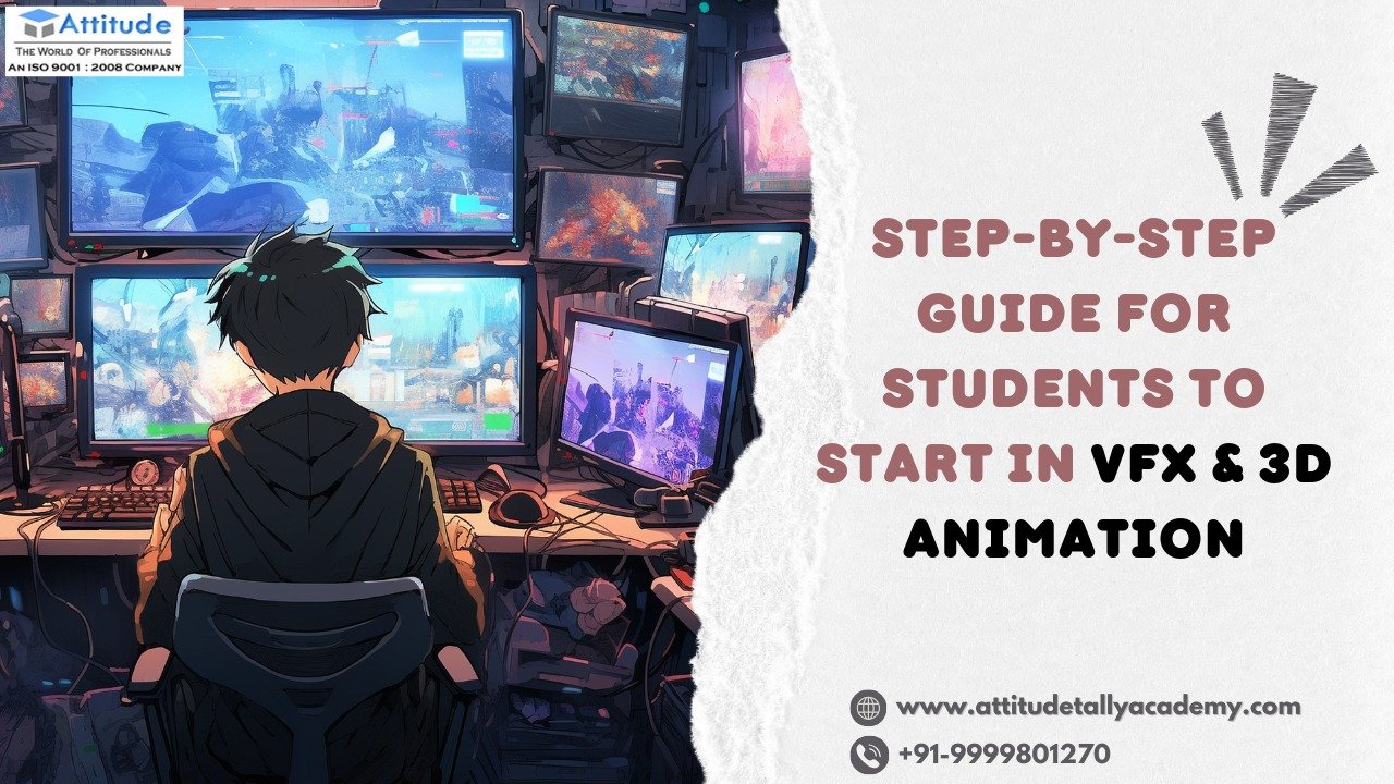 Step-by-step guide for students to start in VFX and 3D Animation – Video Editing, After Effects, Blender & Adobe Animate training in Yamuna Vihar and Uttam Nagar