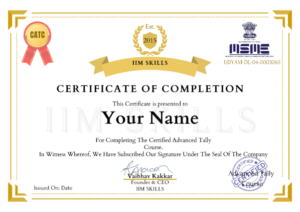 Certificate of Completion – Advanced Tally Course | Accounting & Tally Training Certification