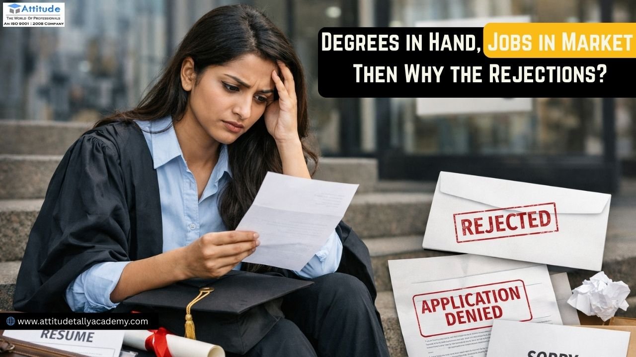 Graduate student holding rejection letter after job application despite having a degree, showing why students face job rejections in today’s job market